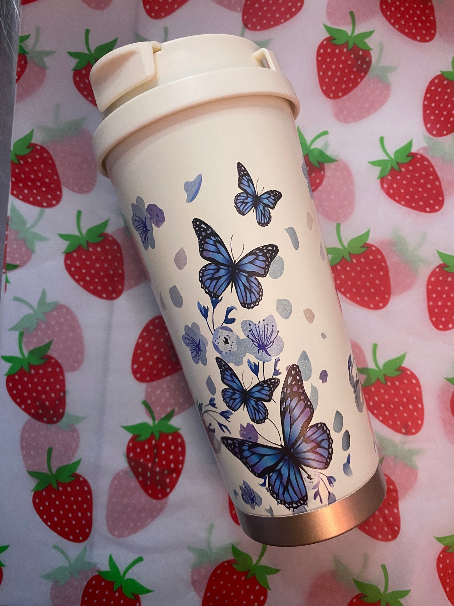 Thermobecher Coffee Schmetterling blau