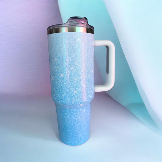 Thermobecher XL Glitzer hellblau