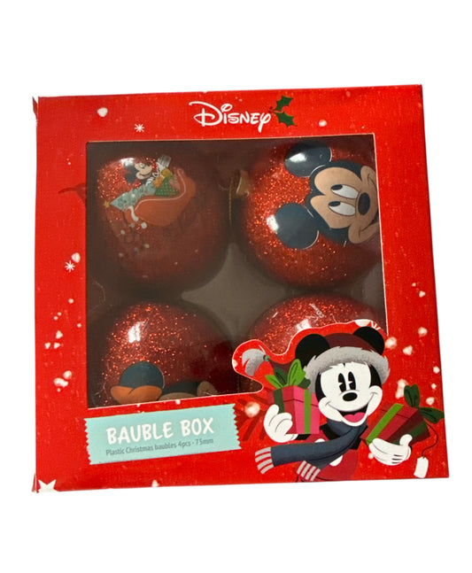 4er Weihnachtskugeln Minnie & Mickey Maus Rot