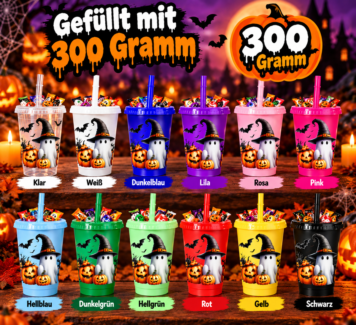 Halloween Strohhalm-Becher