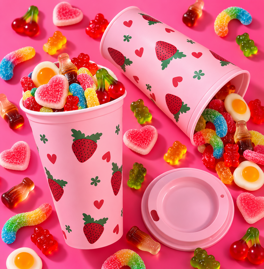 Erdbeerbecher Rosa gefüllt mit 200g