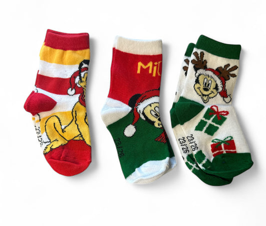 3er pack Weihnachtssocken Mickey 23/26