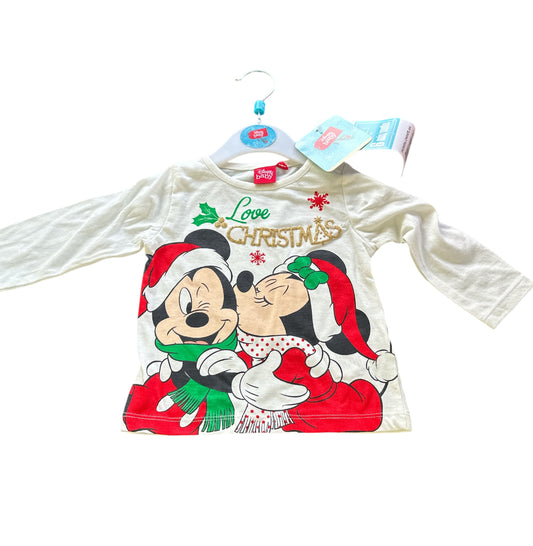 Weihnachts Pulli Minnie und Mickey beige