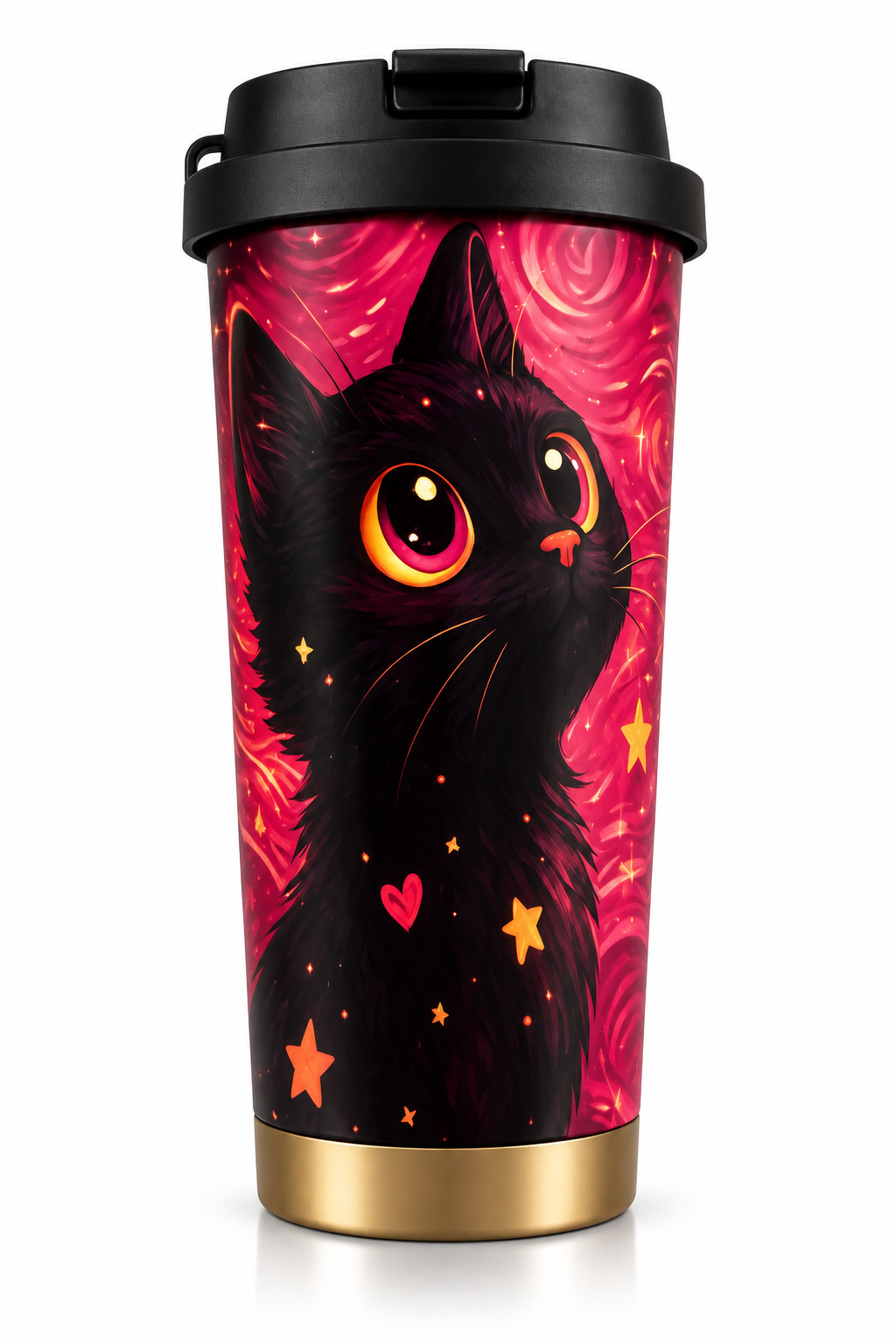 Thermobecher Coffee Katze pink